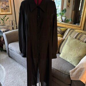DANI MICHEALS Sheer black Duster jacket dress Vintage Size 18 Long Sleeve